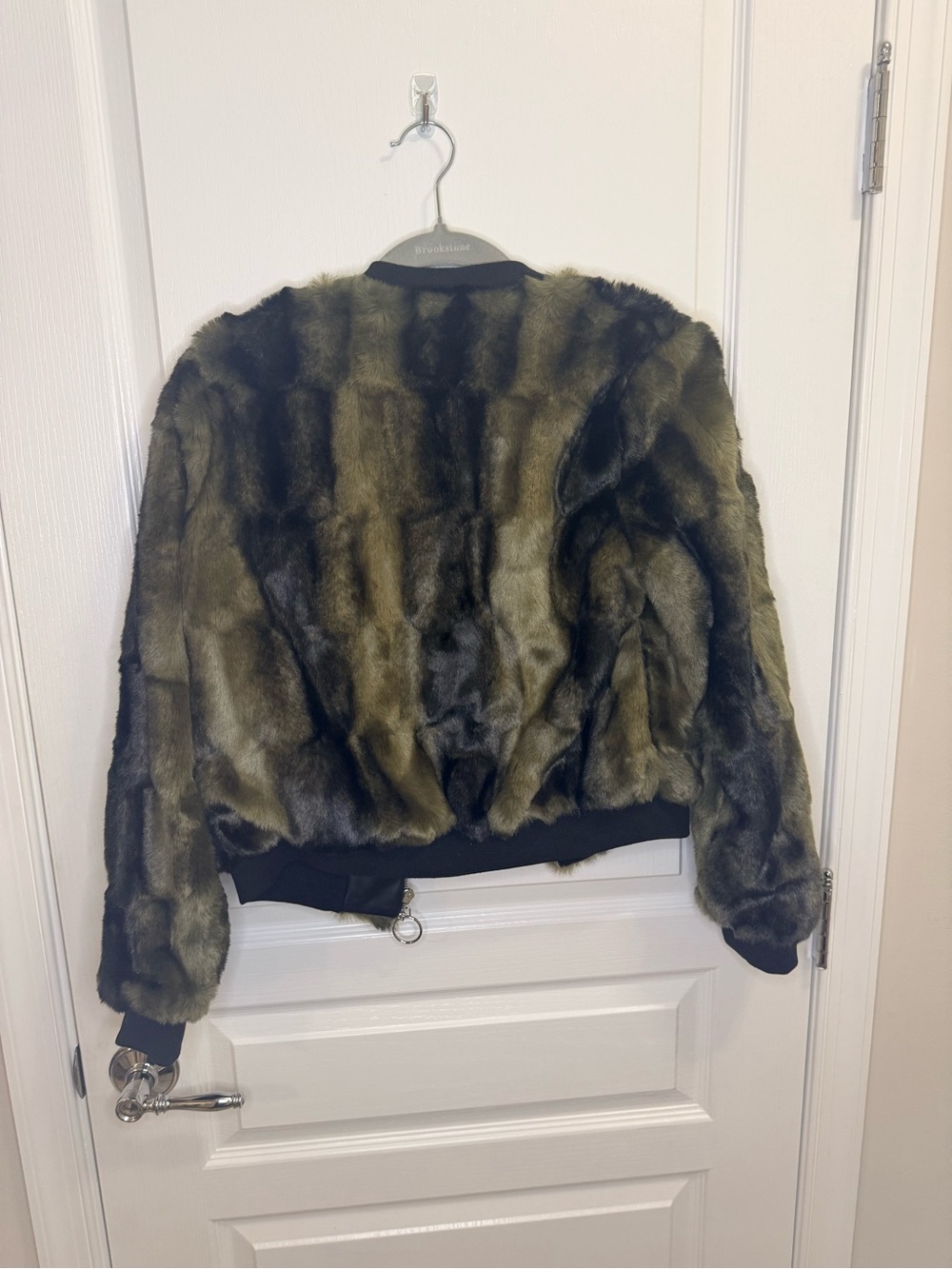 Zara Olive Green Faux Fur Bomber Jacket. NWOT. X-SMALL - Picture 5 of 6
